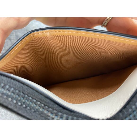 COACH CR407 Zip Card Case Colorblock Signature Wallet Charcoal/SaddleChk - Picture 6 of 10